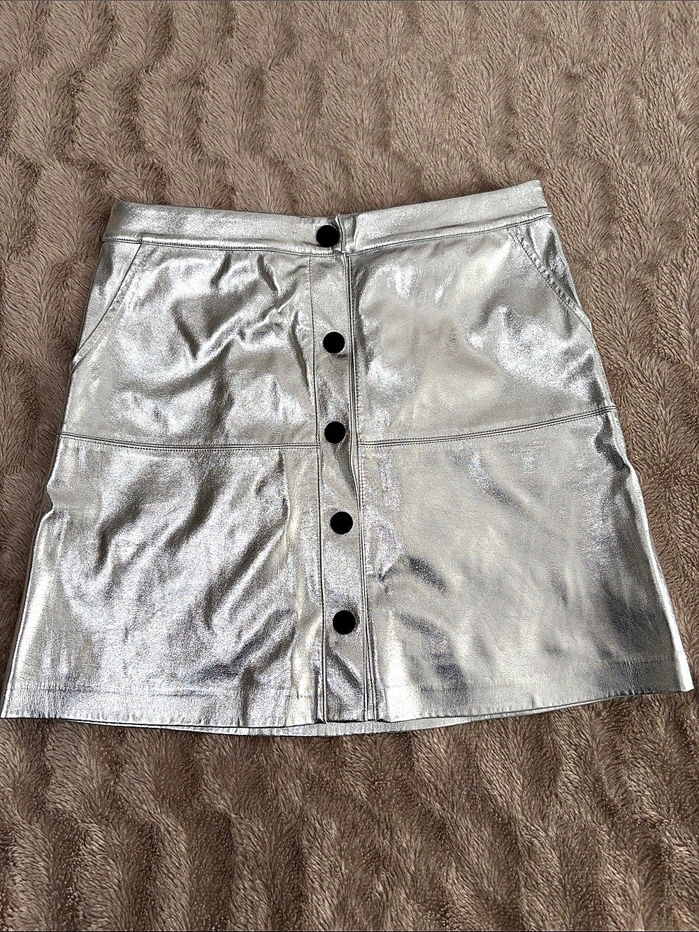 MSGM Girls Silver Metallic Mini Skirt Size 10 Like New
